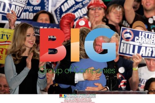 Hillary Clinton hugged by Bill Clinton after Indiana primary