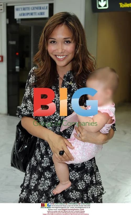 Myleene Klass Departs Nice Airport with Daughter Ava