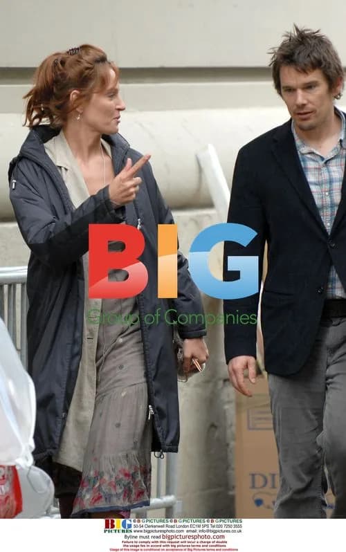 Uma Thurman, Ethan Hawke on Film Set