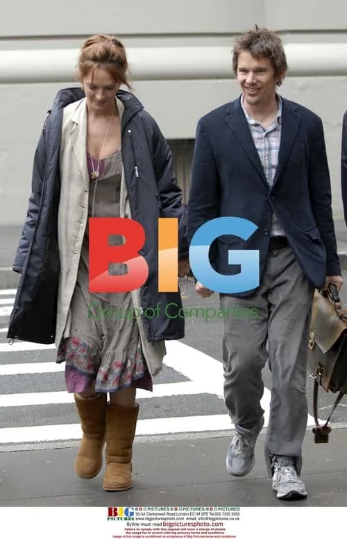 Uma Thurman and Ethan Hawke on film set