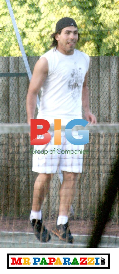 Carlos Tevez plays tennis in Cheshire, UK