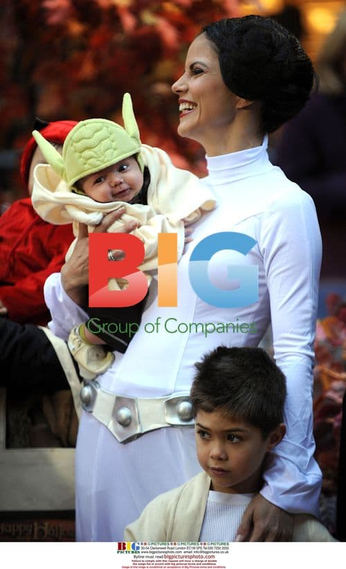 Natalie Morales and son in costume