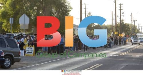 Voters queue at polling station in Laveen, Arizona