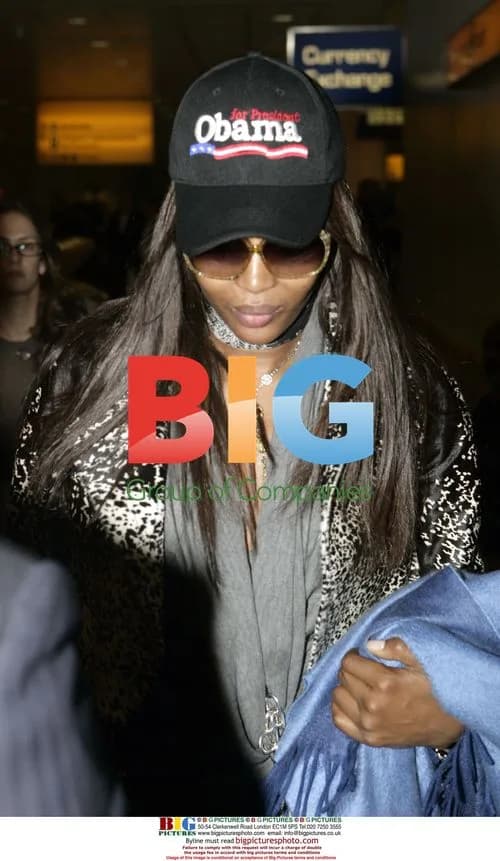 Naomi Campbell supports Obama at Heathrow
