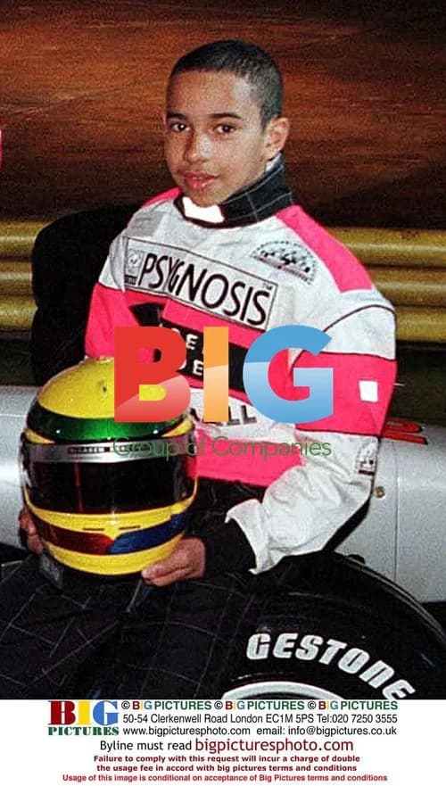 13-Year-Old Lewis Hamilton Celebrates with F1 Figures