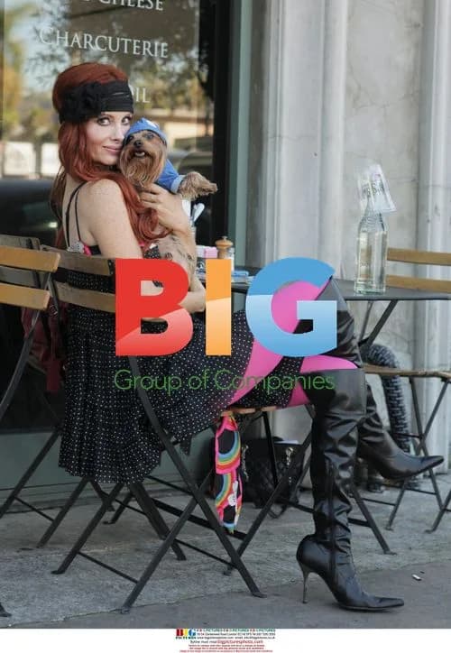 Phoebe Price and dog Henry at lunch