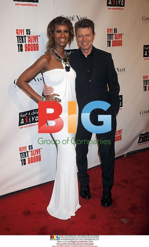 Iman and David Bowie at Black Ball