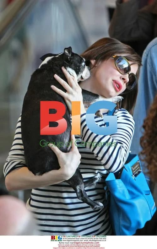 Rose McGowan at LAX with dog