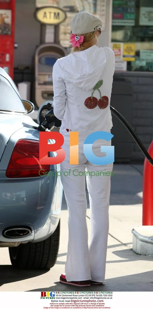 Paris Hilton Leaving Hair Salon and Filling Up Bentley