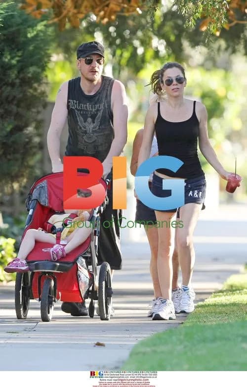 Anna Friel and family out for stroll in Hollywood Hills