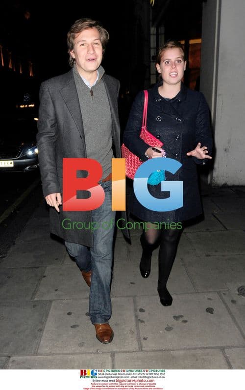 Princess Beatrice and boyfriend leaving Nobu