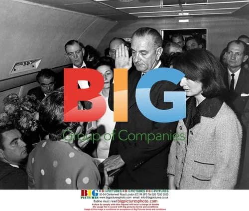 Judge Sarah T. Hughes administers oath to LBJ aboard Air Force One