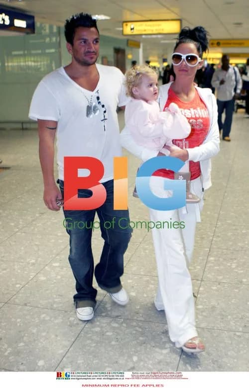 Katie Price, Peter Andre and daughter arrive in UK