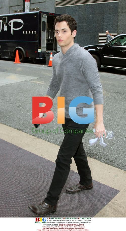 Penn Badgley arrives to film Gossip Girl