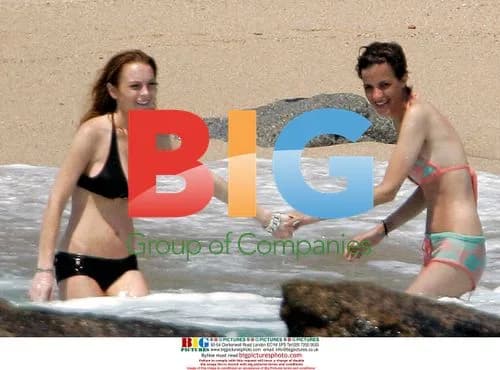 Lindsay Lohan and Samantha Ronson on Beach in Mexico