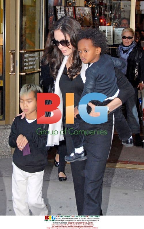 Angelina Jolie & Kids Exit Art Store