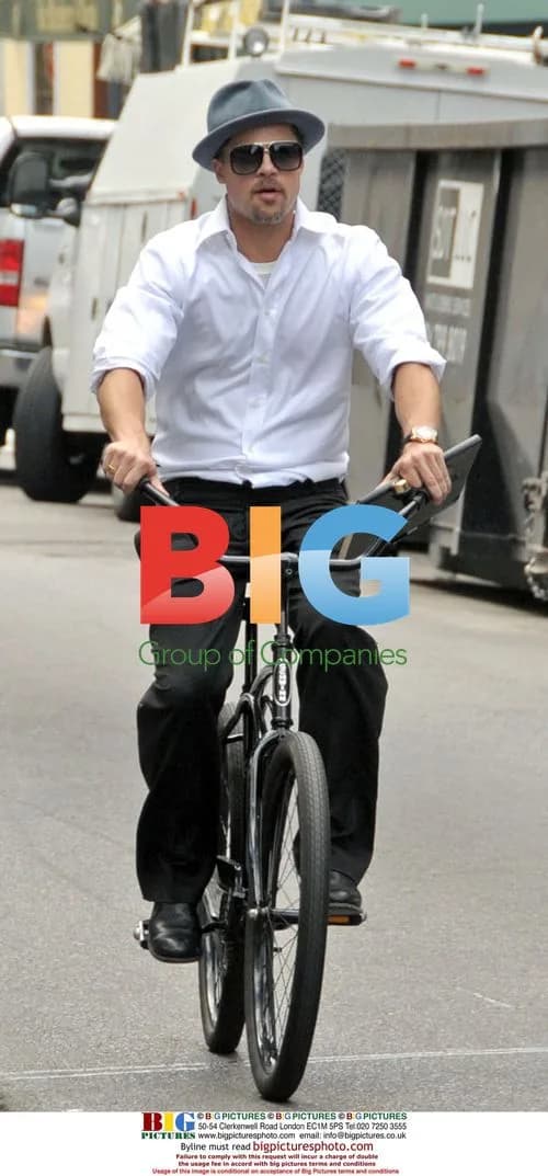 Brad Pitt cycles through New Orleans