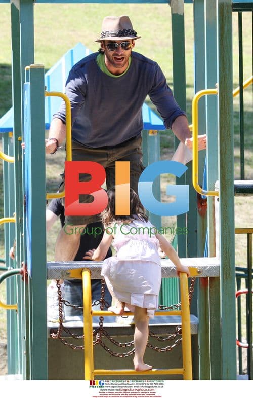 Hugh Jackman and family at Bronte Beach