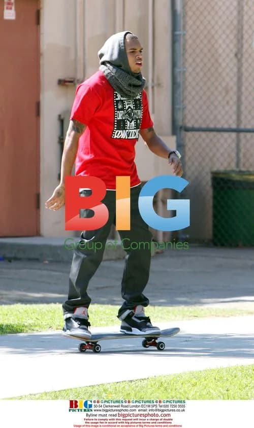 Chris Brown Skates at Video Shoot