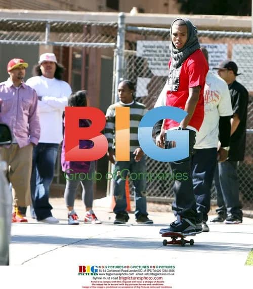 Chris Brown Skateboards on Video Shoot Break