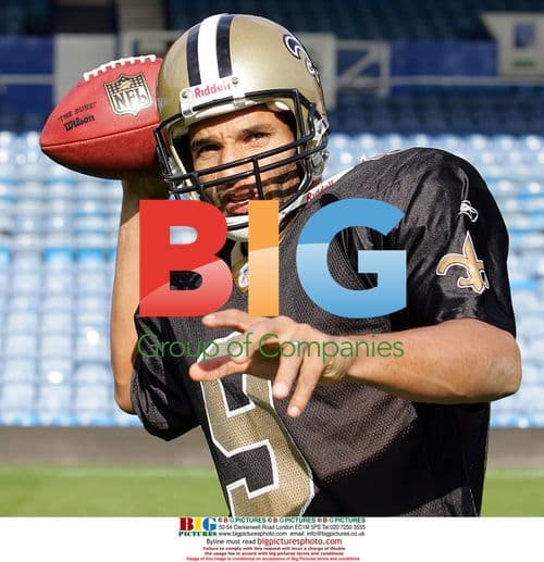 David James in New Orleans Saints colors