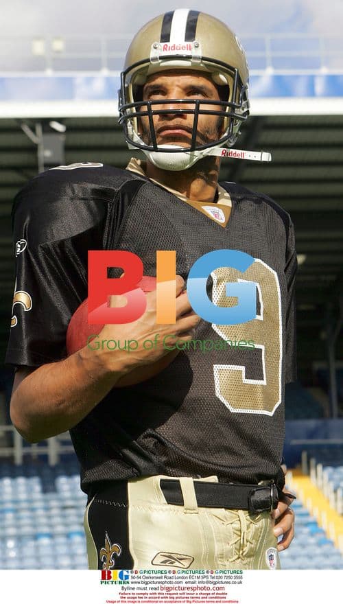 David James in New Orleans Saints gear