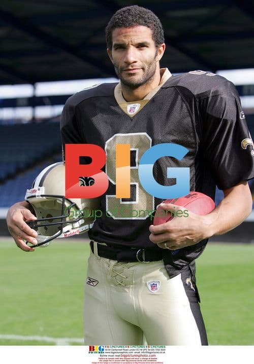 David James in New Orleans Saints gear