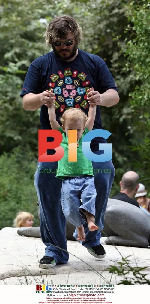 Jack Black and family at Beverly Hills park