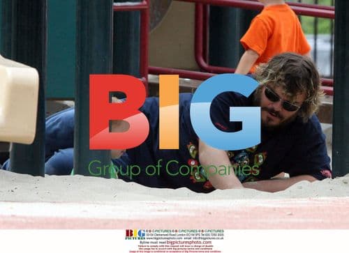 Jack Black with family at Beverly Hills park