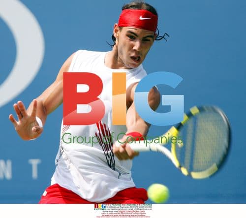 Rafael Nadal hits forehand at U.S. Open