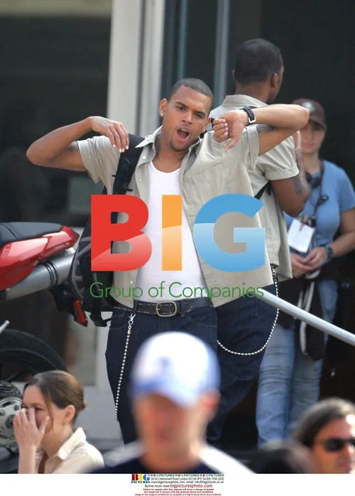 Chris Brown on set of "Bone Deep"