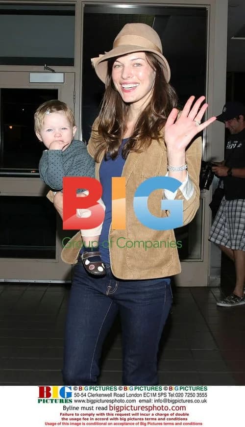 Milla Jovovich and daughter depart LAX