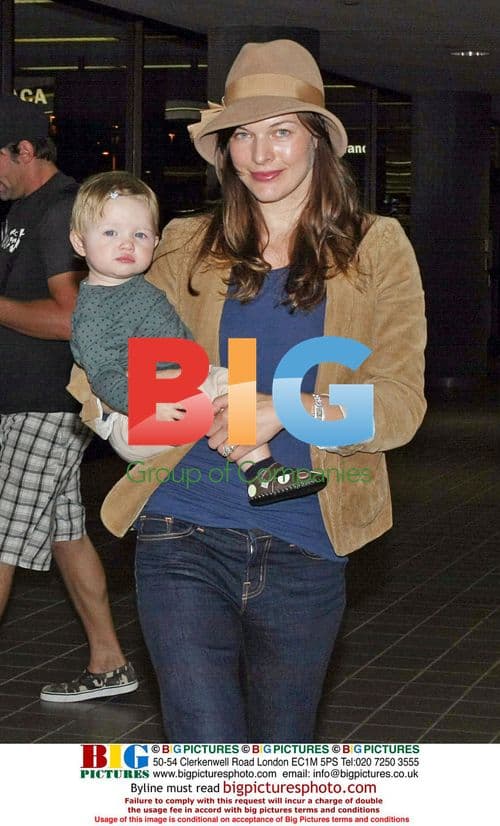 Milla Jovovich and baby Ever depart LAX