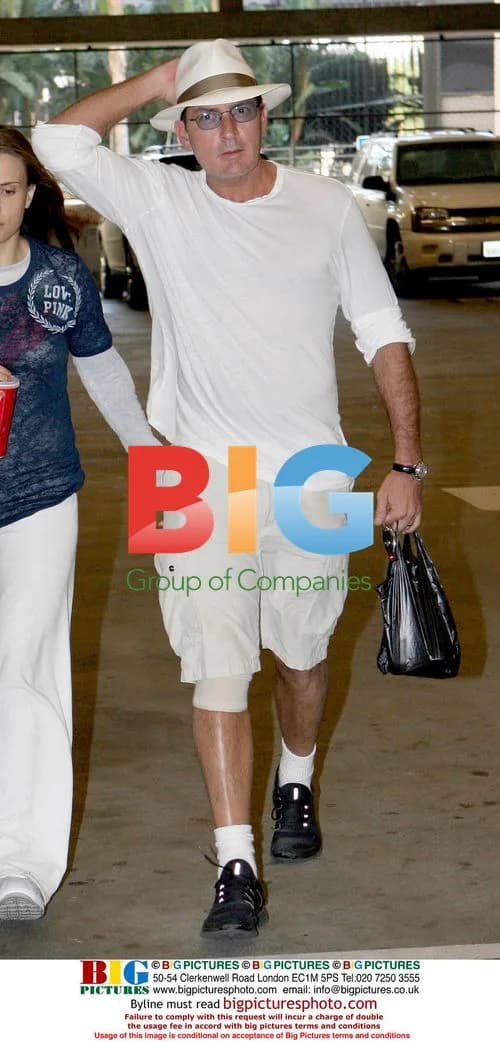 Charlie Sheen and pregnant wife Brooke at hospital