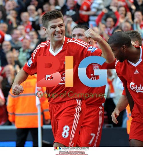 Gerrard celebrates Babel's goal