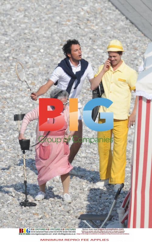 Brad Pitt on set for mobile ad in Normandy