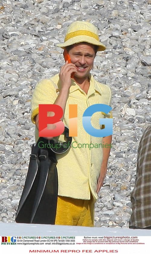 Brad Pitt on set for mobile ad