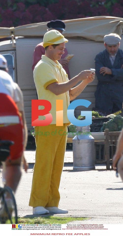 Brad Pitt Filming Mobile Ad in Normandy