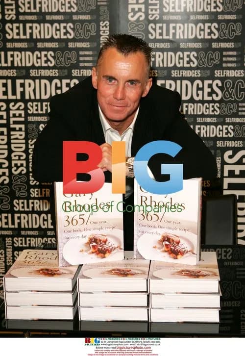 Gary Rhodes signing book, dancing with fan