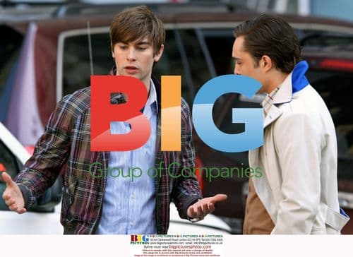 Chase Crawford and Ed Westwick on Gossip Girl Set