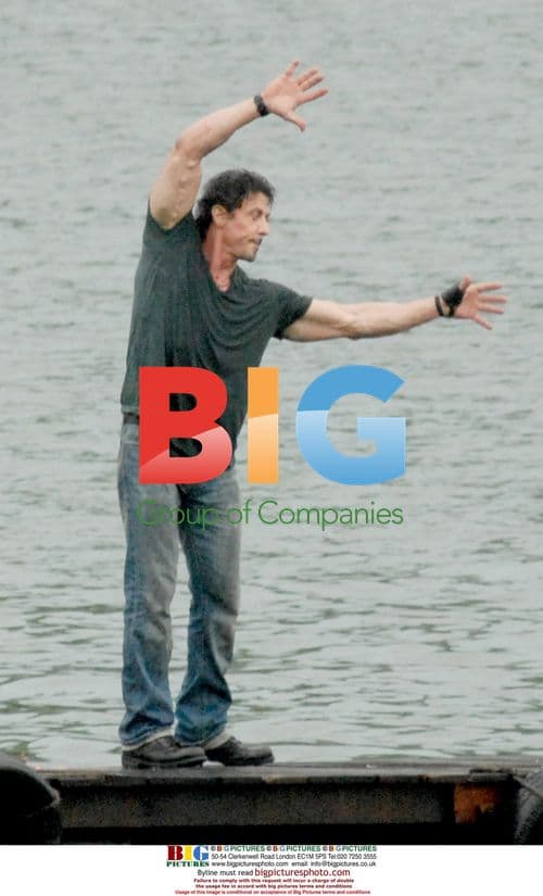 Sylvester Stallone on set of "The Expendables"