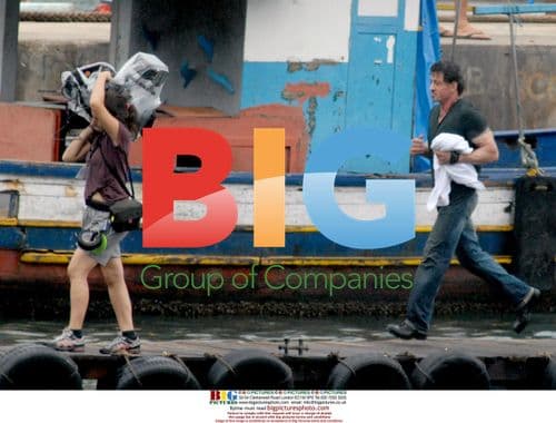 Sylvester Stallone on "The Expendables" set in Rio