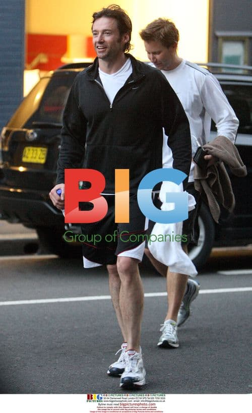 Hugh Jackman and friend leave Sydney gym