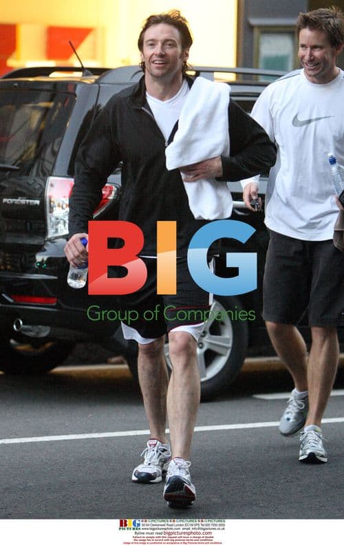 Hugh Jackman and friend depart Sydney gym