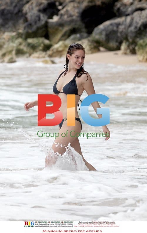 Kelly Brook in Black Bikini on Caribbean Vacation