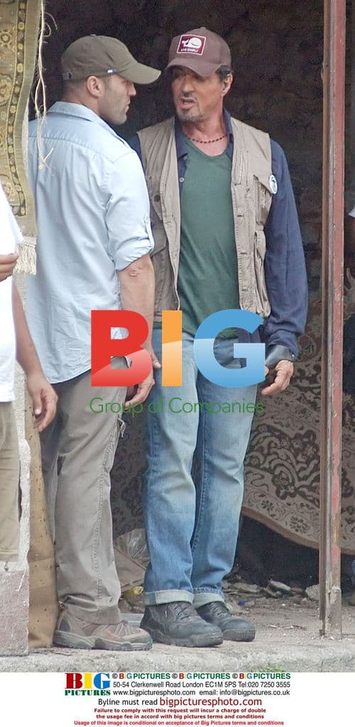 Stallone and Statham on "The Expendables" set in Rio