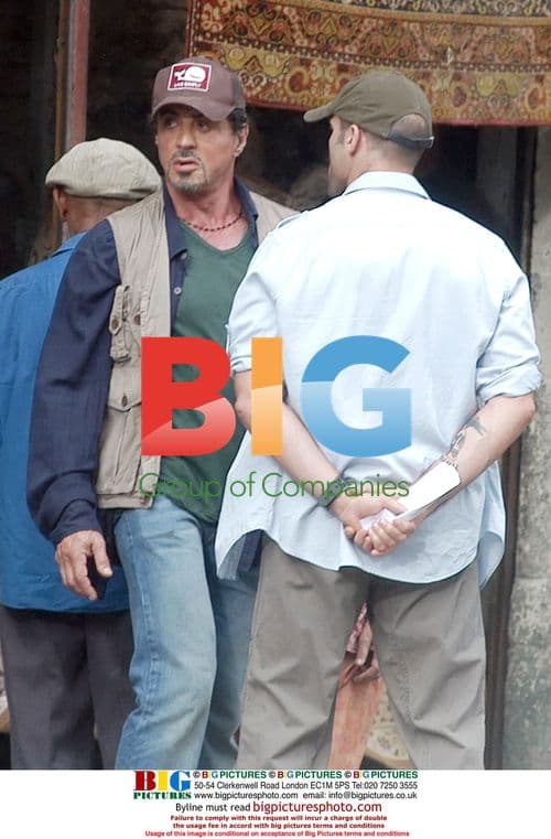 Stallone and Statham on set of 'The Expendables'