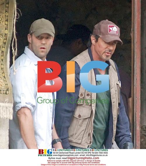 Stallone and Statham on set of "The Expendables"