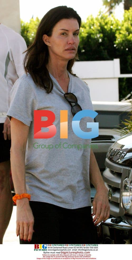 Janice Dickinson fills up gas tank