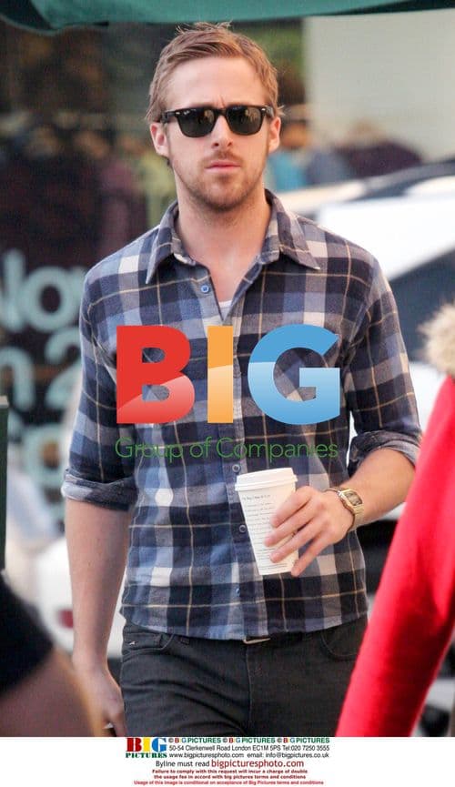Ryan Gosling leaving Starbucks in Studio City